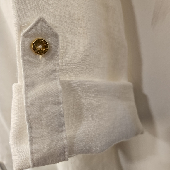 NWT - Linen Ellen Tracy White Button Down Shirt - Size XL - Picture 2 of 12